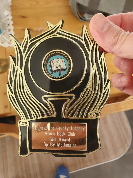 picture of trophy for completing Acorn Book Club in Lancashire Libraries