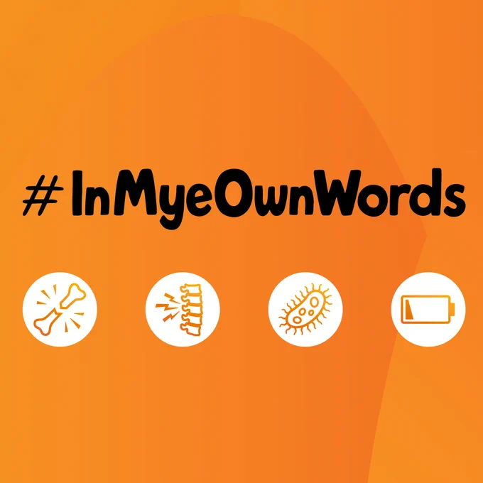 Myeloma Awareness Week #InMyeOwenWords graphic with symptom icons