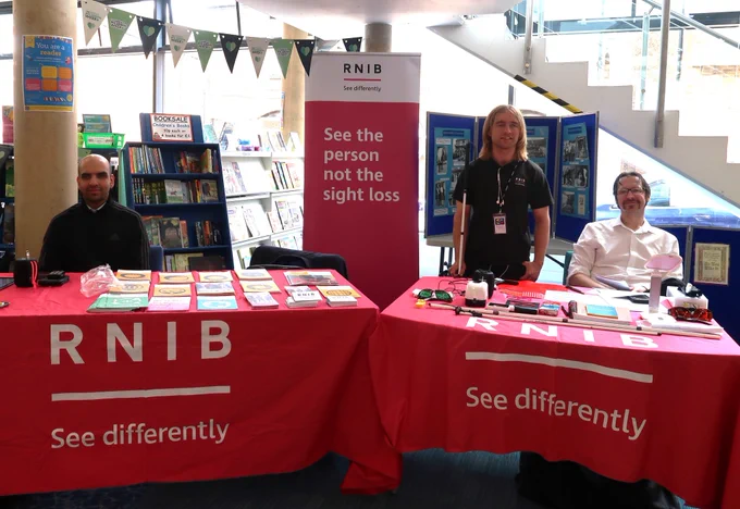 Members of the RNIB team and wording See the person not the sight loss. 