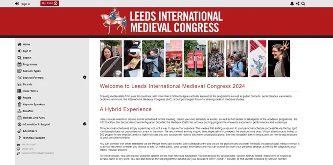 A screenshot of the IMC 2024 Virtual Platform home page