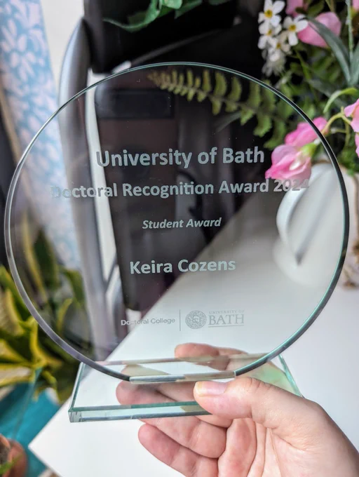 A picture of a doctoral recognition award