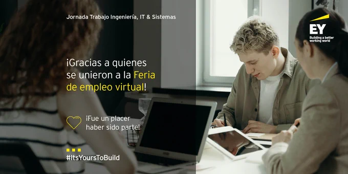Agradecimiento para participar de la Feria de empleo virtual Jornada Trabajo Ingeniería, IT & Sistemas. 