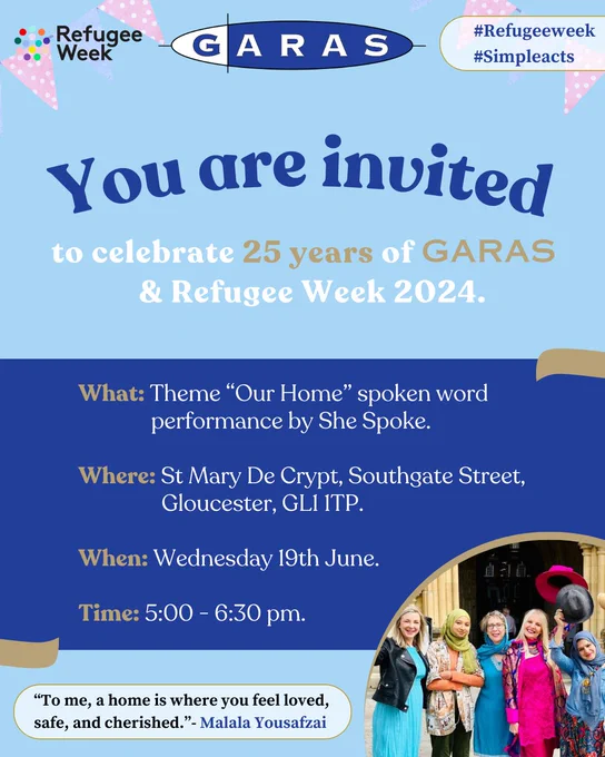 #RefugeeWeek #25yearsGARAS #Gloucester #19thJune2024 #ComeAlong