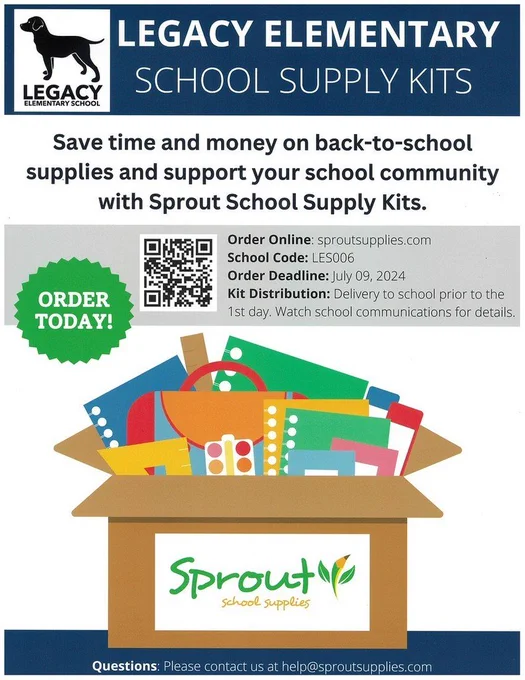 Legacy Elementary School Supply Kit Order