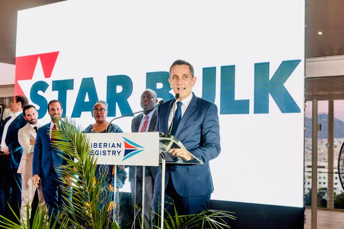 While accepting the Award on behalf of Star Bulk, Nicos Rescos, our company’s COO, commented: “As geopolitics, technology, and climate change are increasingly impacting our operating landscape, flag registries play a crucial role in our industry, providing not only regulatory oversight but also fostering a collaborative environment that helps ship-owners navigate the complex global landscape. The Liberian Registry’s commitment to excellence and innovation has been a cornerstone of our quality performance, enabling us to deliver goods safely and reliably across the world“.
