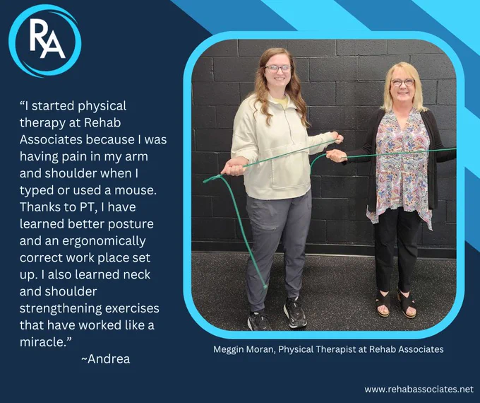 Seeing a Physical Therapist at Rehab Associates can help relieve your pain and teach you a proper set up to prevent further problems. Give us a call to schedule an evaluation today.

Heath 740-345-2837 and Dresden 740-565-4220
