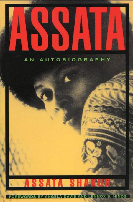 Book cover of pdf and reading Space linked in tweet. Book called Assata Shakur An Autobiography 