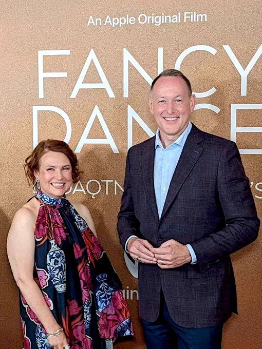 Audrey Wasilewski and Joe Hall at the premiere of the Apple   film "Fancy Dance" in NYC.