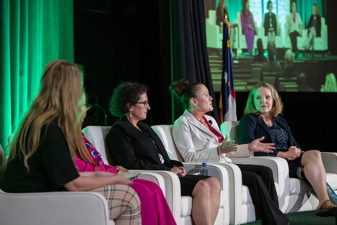NAI Executive Director Jamie Renee moderates the USPTO Women in Entrepreneurship Panel at the National Academy of Inventors' 13th Annual Conference with panelists Almesha Campbell, Carol Feghali-Bostwick, Elizabeth G. Loboa, and Cassandra Quave.