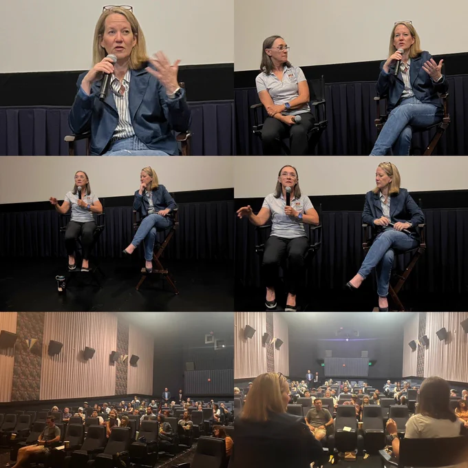 Photo collage of Arizona Attorney General Kris Mayes and water expert Sarah Porter after a documentary screening of The Grab at Harkins Shea 14 theater.