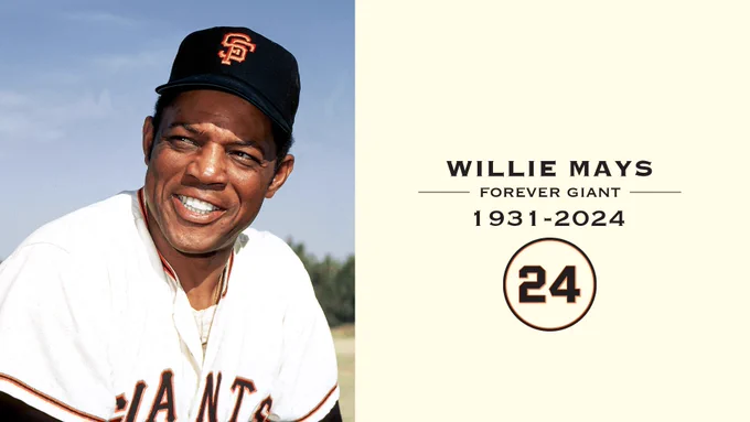 It is with great sadness that we announce that San Francisco Giants Legend and Hall of Famer Willie Mays passed away peacefully this afternoon at the age of 93.