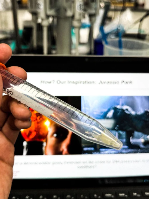 A tube containing degradable plastics (Cache DNA creates a scalable, sustainable, and standardized platform for reliable storage and access of biomolecules).