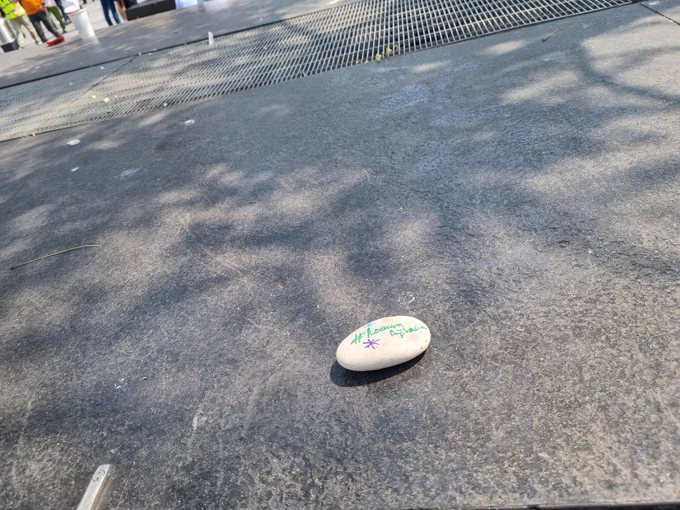 ##RockingAphasia stone at King's Cross station.
