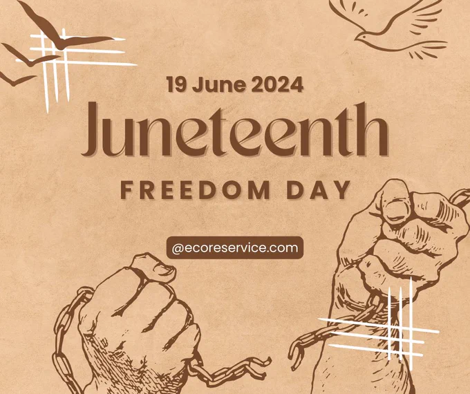 On this day in 1865, the emancipation of African American slaves was announced in Texas, meaning the end of slavery in the United States.
 
Today, as we think about  our shared history, we make sure to honor the strength of Black communities and pay tribute to the courage of those who gave their lives defending freedom.

Let us keep up the struggle against racial injustice and discrimination. Together, we can create a brighter future for all.🎉✊

 ecoreservice.com