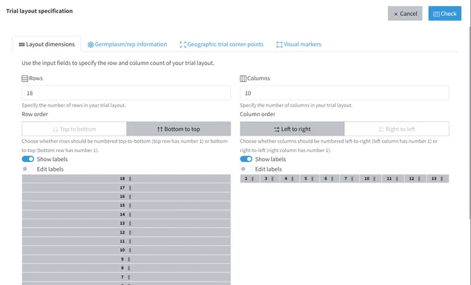 GridScore interface for creating, moving and re-labelling rows and columns.