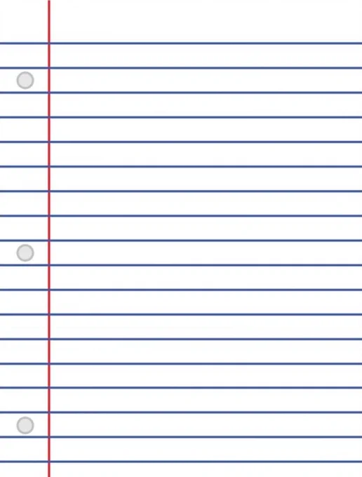 A sheet of blank notebook paper