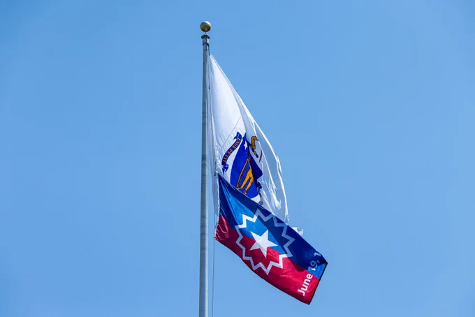 Juneteenth flag at State House.