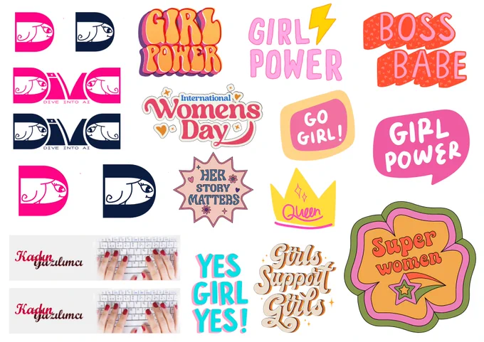 Etiketler ve yazıları: Diva, Girl Power, Boss Babe, International Women’s Day, Go Girl!, Her Story Matters, Queen, Yes Girl Yes!, Girls Support Girls, Super Women.
