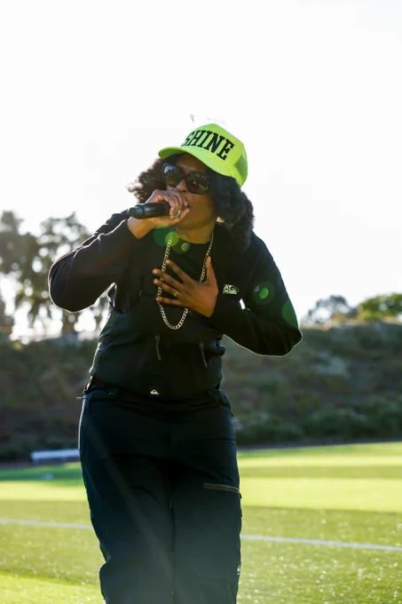 Image of SoLauren during a pregame performance.