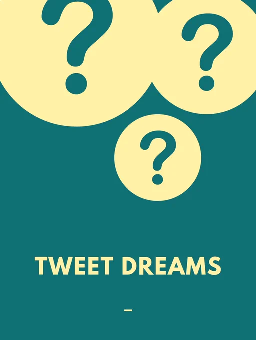 Teal photo background with three yellow circles. Each yellow circle has a teal question mark. Yellow text headline on teal background centered below circles reads: Tweet Dreams.
Caption: Ever since Micheaux Mission ep with Tailwind Turner, I've been wondering who can I write, fax,  or mention to cast Doriam Missick and Tony Baker together in a show or film. 
Hashtag  Black Creatives Multiverse 
