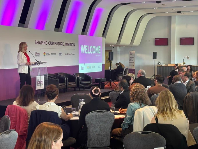 Katherine Fairclough speaking at LCR Talking Business event.