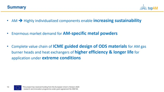 A summary slide from the presentation highlighting the main results in bullet points