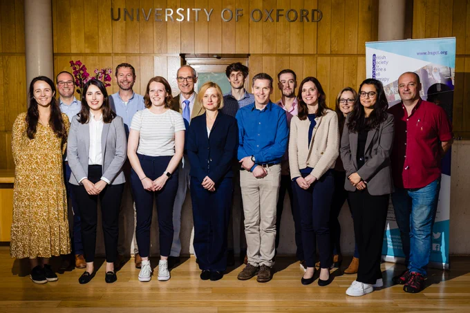 Group photo of the Board of the British Society for Gene and Cell Therapy 2024, taken at the University of Oxford Saïd Business School on June 17th.