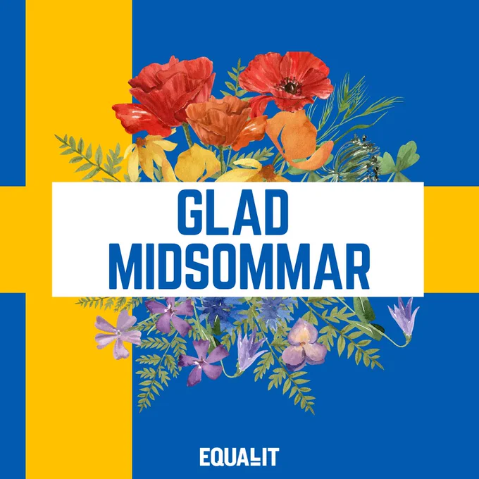 Swedish Flag background, with a white banner and flowers on it. 