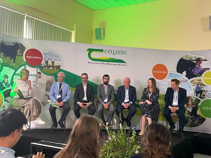 Pictured at the panel discussion are 

Dr Karl Richards, Head of the Teagasc Climate Research Centre 

Sean Mulvany, Irish strategic investment fund 

Thomas Duffy, Dairy farmer, and chair of the Signpost programme stakeholder group

Marc Kierans, Department of Environment, Climate and Communications

Rebecca Chapman, Department of Agriculture, Food and the Marine

Vincent Roddy, President of Irish Natura & Hill Farmers Association