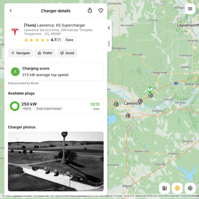 Rivian Charging Score now available in A Better Routeplanner