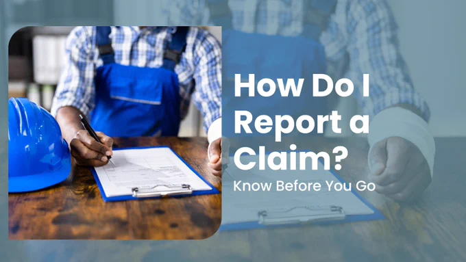 Photo of Injured Worker Reporting a Claim. Text: How Do I Report a Claim? #Knowbeforeyougo