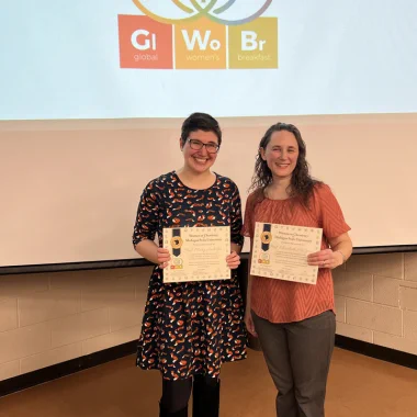 Prof. Mary Andorfer and Dr. Elizabeth McGaw pose with their honorary awards at the 2024 IUPAC Global Women's Breakfast.