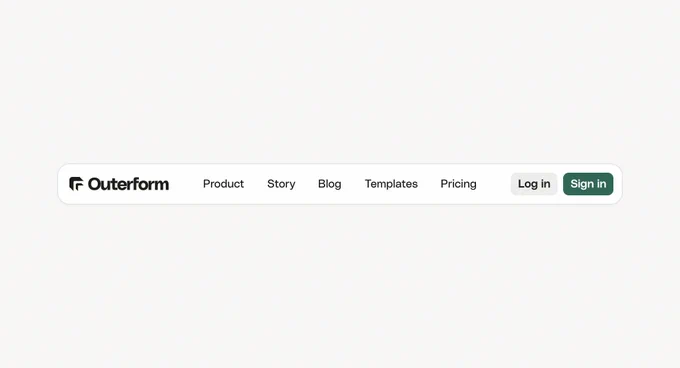 website nav bar design for Outerform website