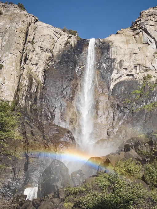 Bridalveil Falls with good sun angle & rainbow