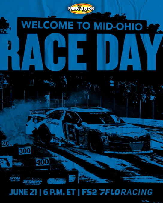 Race day graphic for the ARCA Menards Series at Mid-Ohio Sports Car Course on June 21, 2024.
