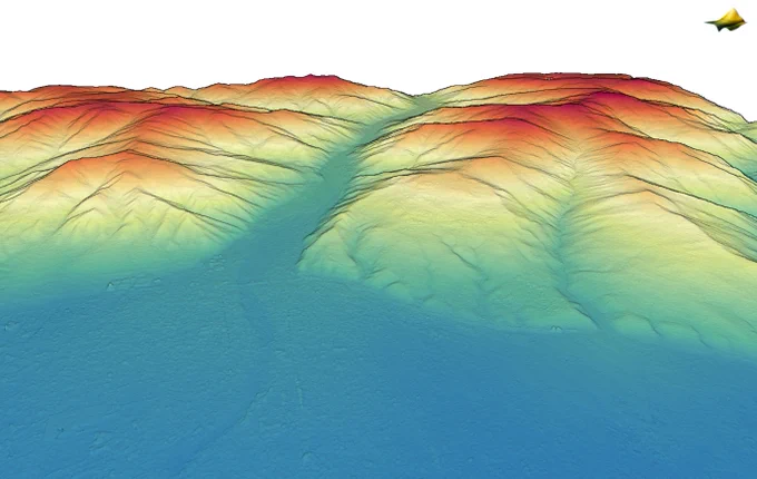 Point cloud colored by elevation over Agsu, Azerbaijan