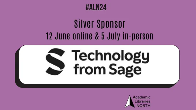 #ALN24 Silver Sponsor 12 June online & 5 July in-person. White image with the wording Technology from Sage