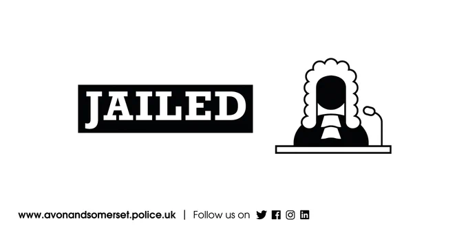 The image shows a judge icon with the word 'jailed' in all caps.