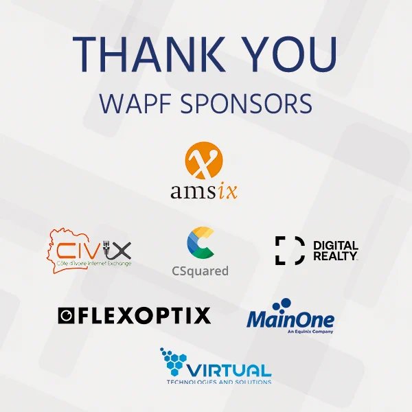The logos of the sponsors of the West African Peering Forum 2024. 