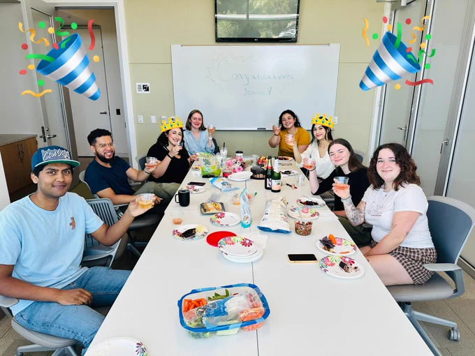 Rogers Lab at UC Davis celebrating our two successful qualifying exam completions this week!