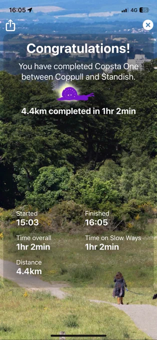 Screenshot showing  the “congratulations” screen on the slow ways makers app