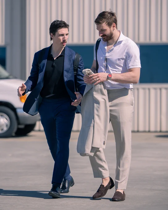 Ryan Nugent-Hopkins and Zach Hyman walking to the plane in Edmonton. 