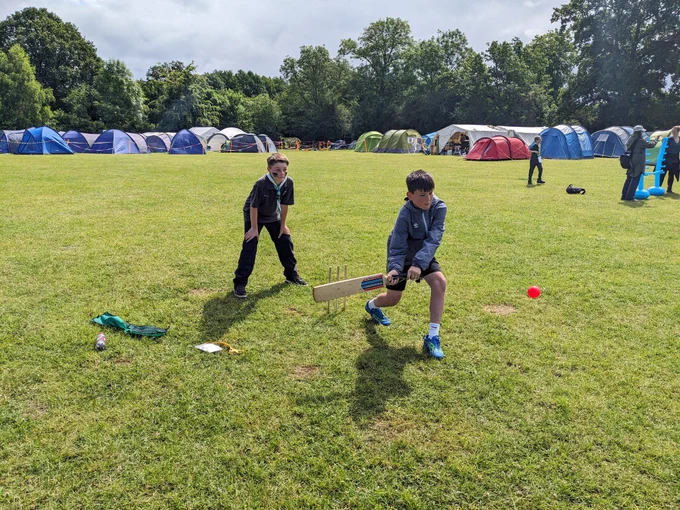 Scouts playing cricket 