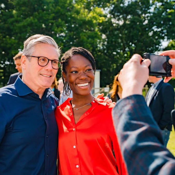 Keir Starmer and Ese Erheriene smiling