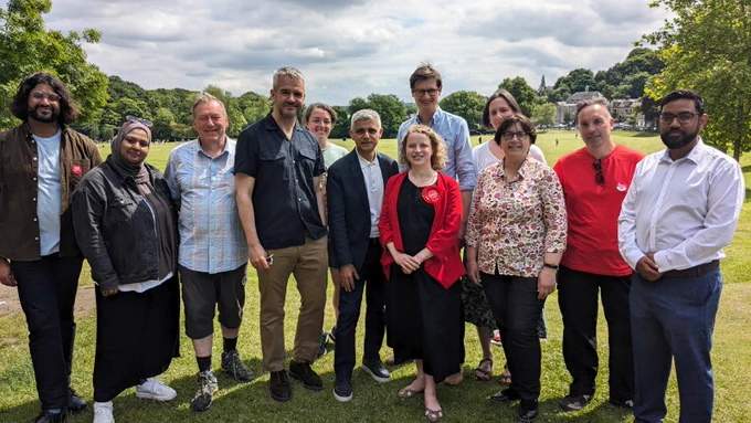 Photograph of Sadiq Khan, Olivia Blake, Oliver Coppard and Sheffield Labour Councillors.