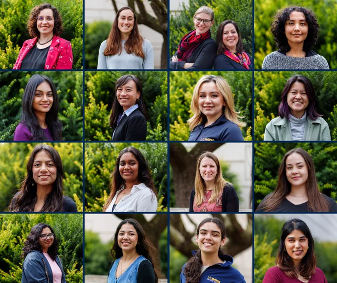 Collage of handful of women engineers all standing outdoors 