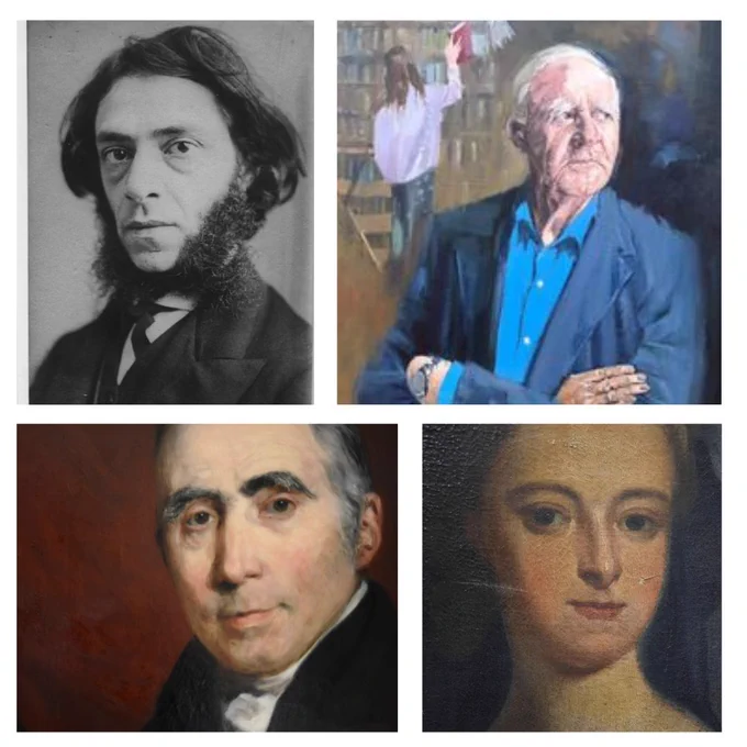Clockwise: Top left: J.T. Blight, John le Carre, Ann Borlase, John Foxell
