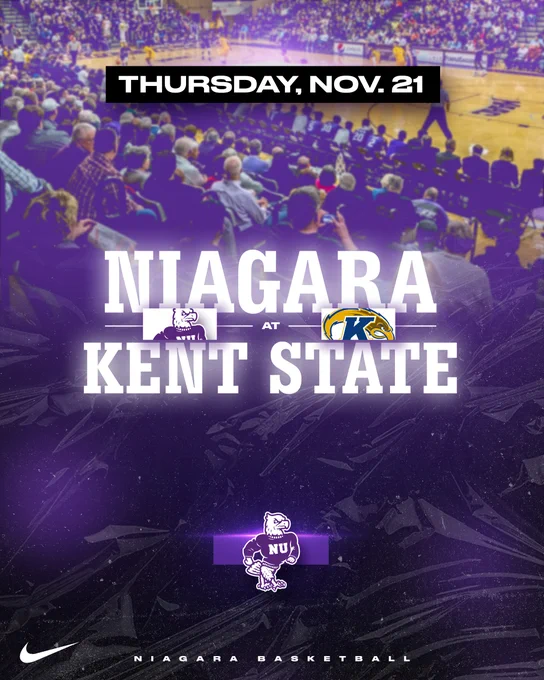 Niagara MBB at Kent State announcement graphic