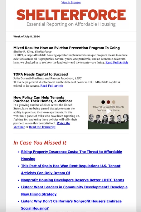 Shelterforce weekly newsletter