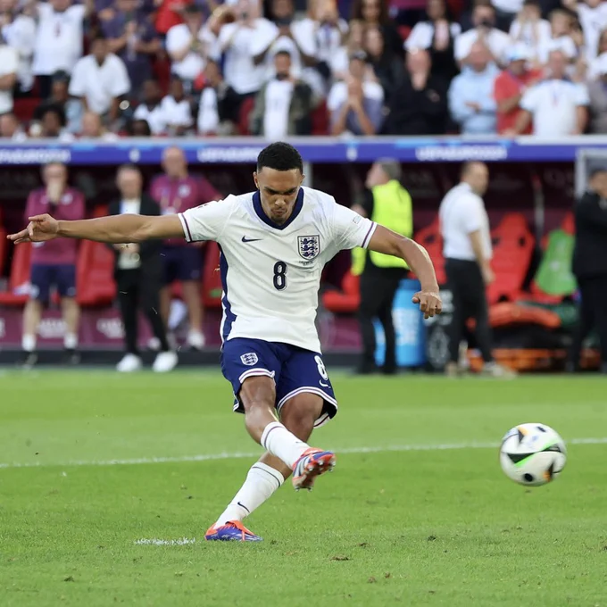 Trent scores his penalty for England.